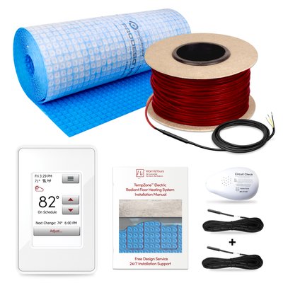 TempZone Cable Kit 315 ft. (98 sq.ft. @ 3.75 in spacing) with nSpire Touch WiFi Programmable Thermostat (White), Uncoupling Membrane, 240V, 3.7/ft, 4.94A