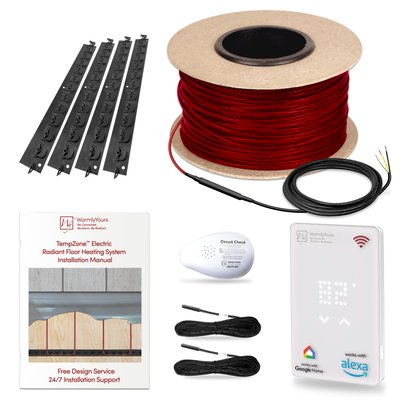 TempZone Cable Kit 65 ft (21.7 sqft @ 4 in spacing) with nJoy WiFi LED Touch Programmable Thermostat, 240V, 3.7/ft, 1.21A
