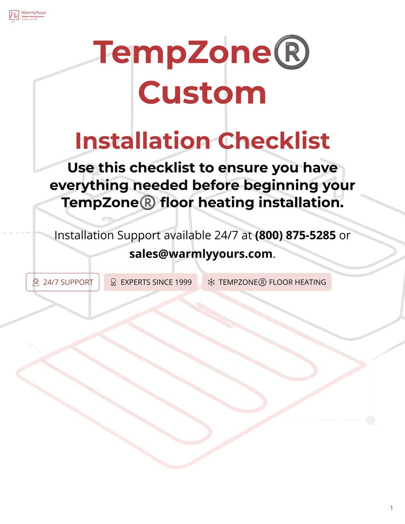 TempZone Custom Mat Materials And Tools Checklist (English)