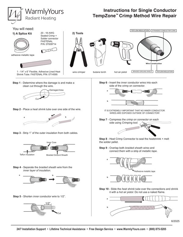 Cover for TempZone™ Cut & Turn Single Conductor Wire Repair Splice Kit Instructions (English)