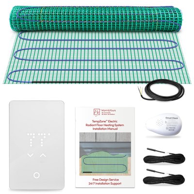 TempZone Easy Mat Kit 2 x 6 ft (12 sqft) with nTrust 2.0 Touch Nonprogrammable Thermostat, 120V, 1.5A