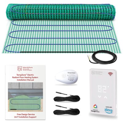 TempZone Easy Mat Kit 2 x 20 ft (40 sqft) with nJoy WiFi LED Touch Programmable Thermostat, 120V, 5A