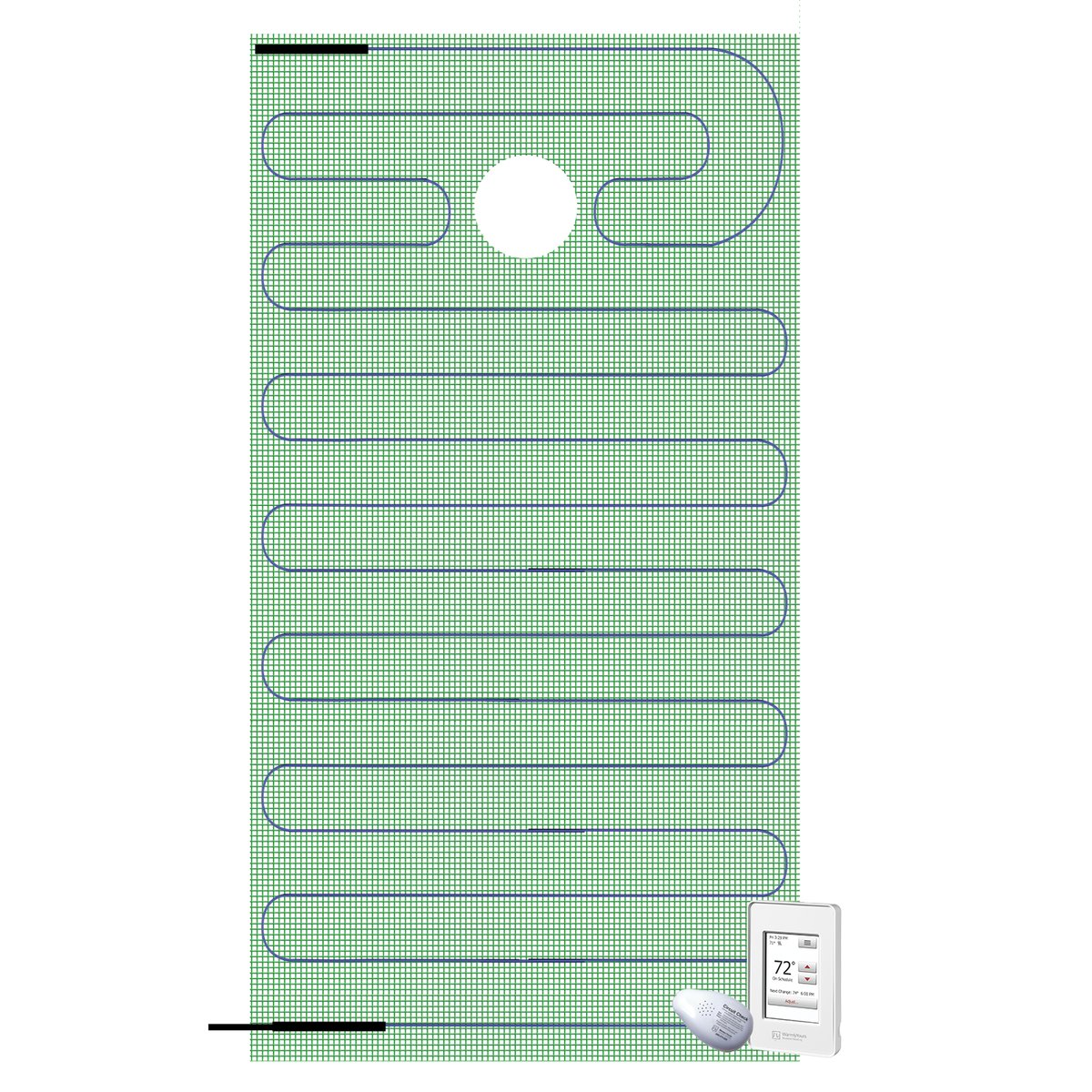 TempZone Electric Shower Floor Heating Kit - 32” x 60” - Offset Drain