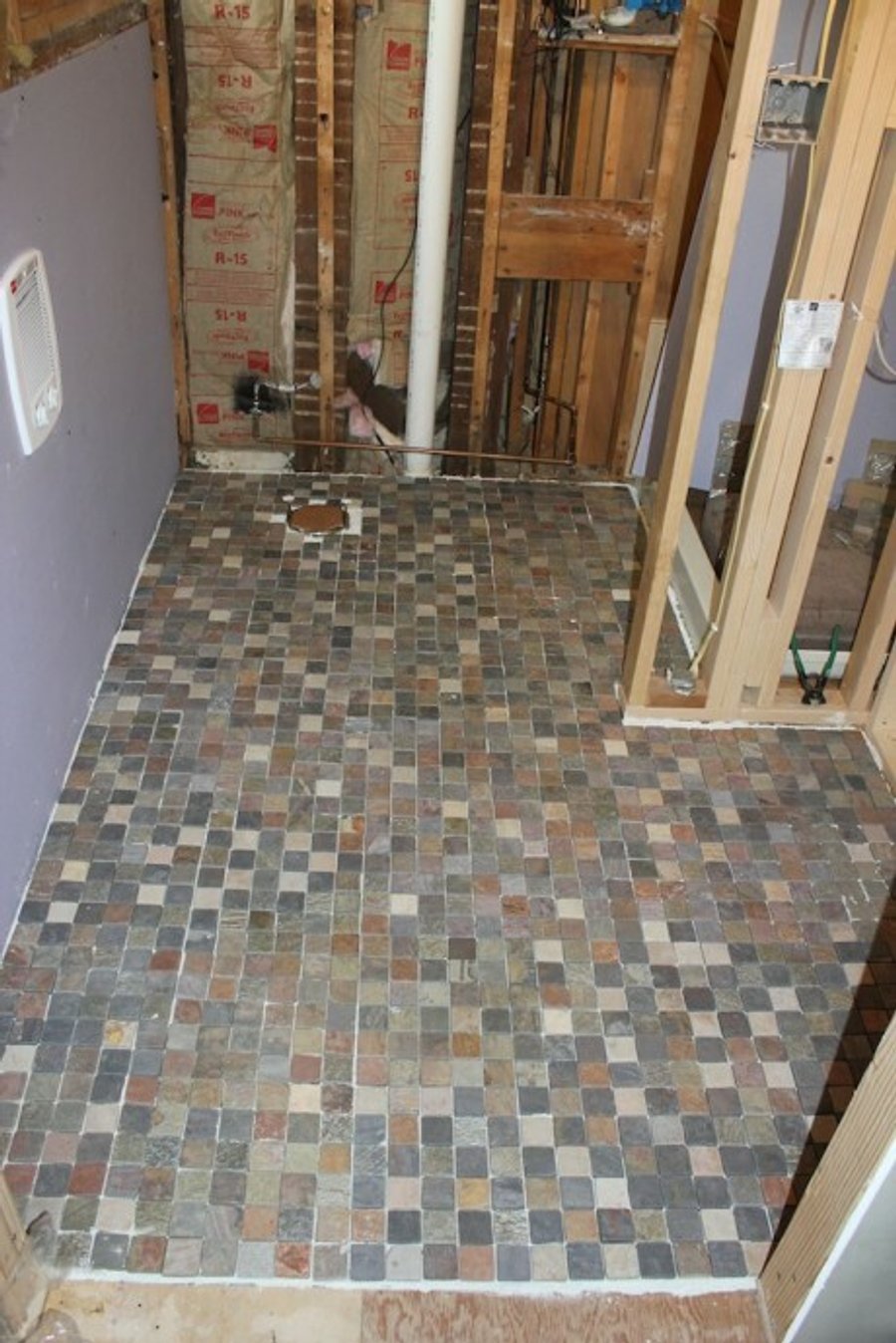 TempZone Flex Roll installation for bathroom with tile floor