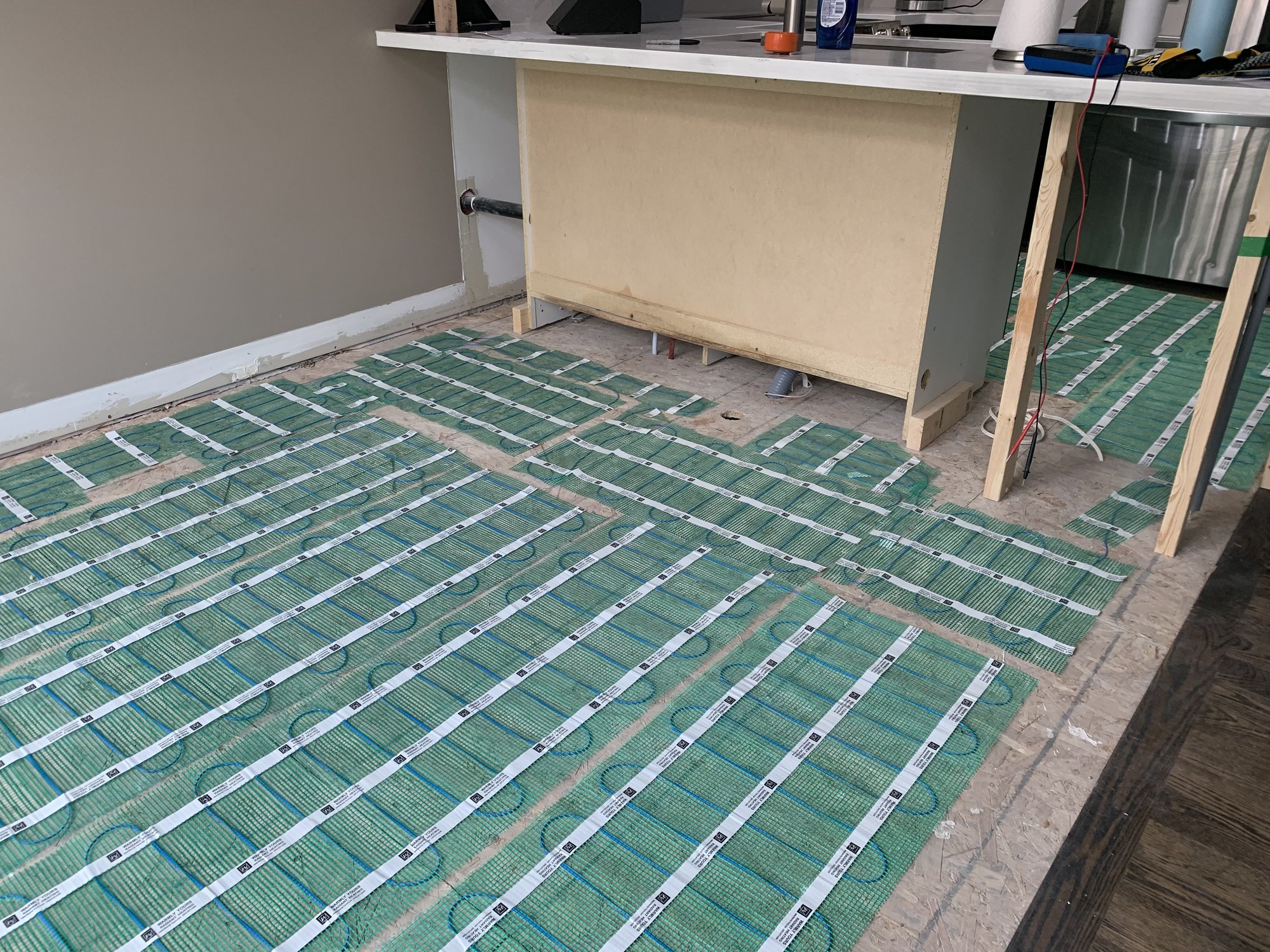 TempZone Flex Roll Installation for Tile Floor in a Kitchen dining nook