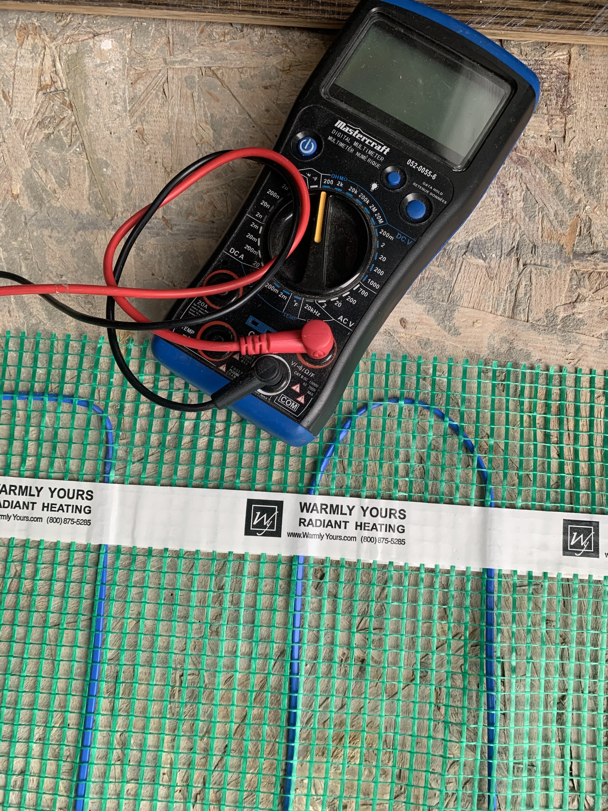 TempZone Flex Roll Installation for Tile Floor in a Kitchen testing heating mats