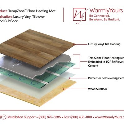 Tempzone floor cross section using LVT over Wood subfloor (English)