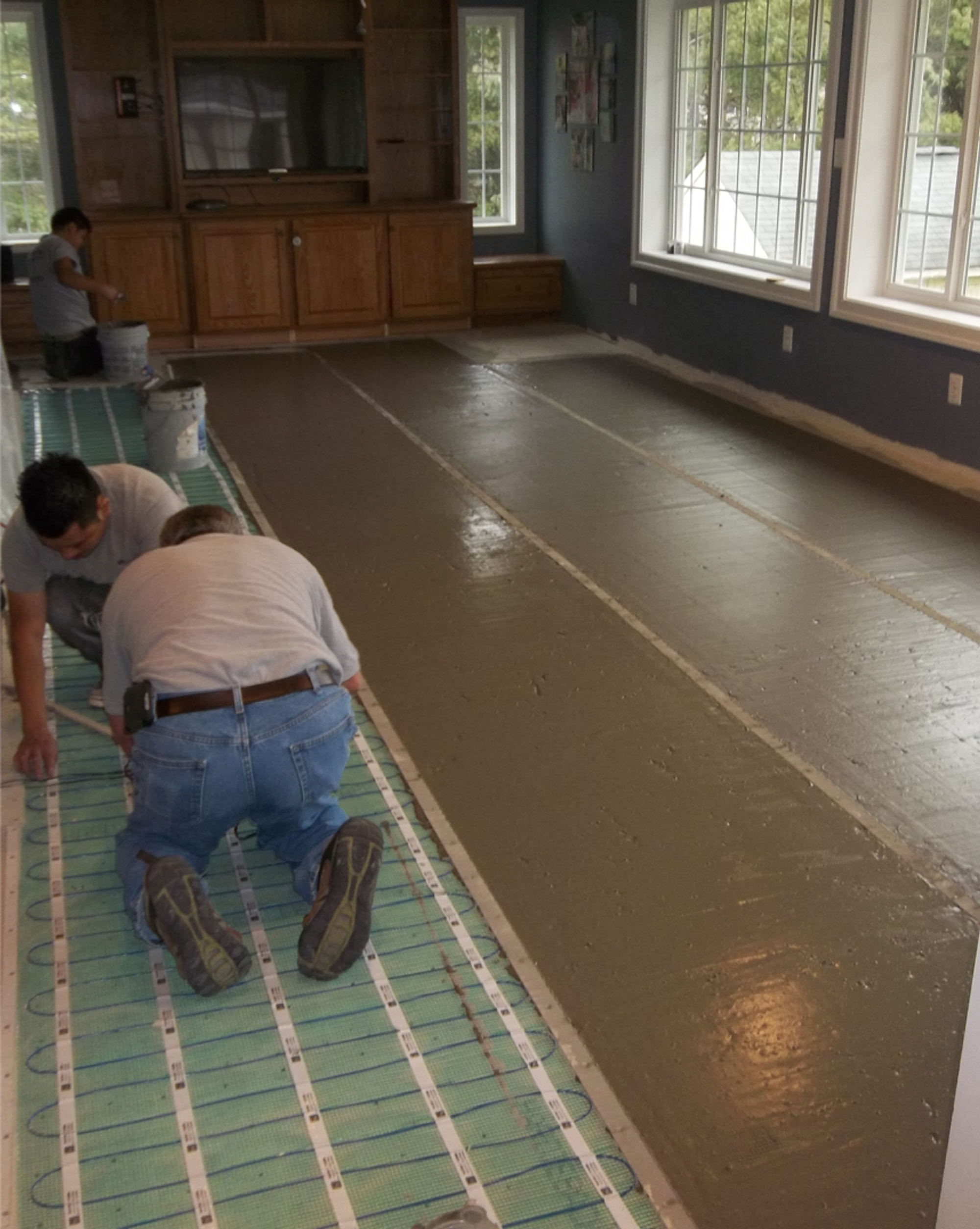 Tempzone floor sensor being installed under thinset