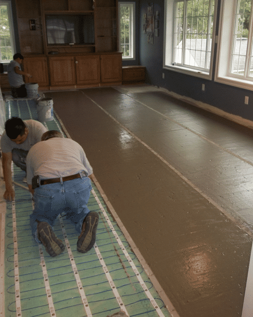 Tempzone floor sensor being installed under thinset