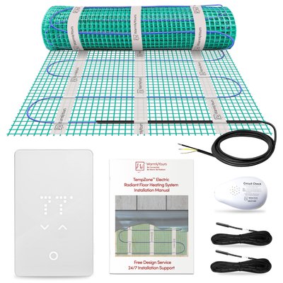 TempZone Flex Roll Kit 1.5 x 9 ft (13.5 sqft) with nTrust 2.0 Touch Nonprogrammable Thermostat, 120V, 1.69A