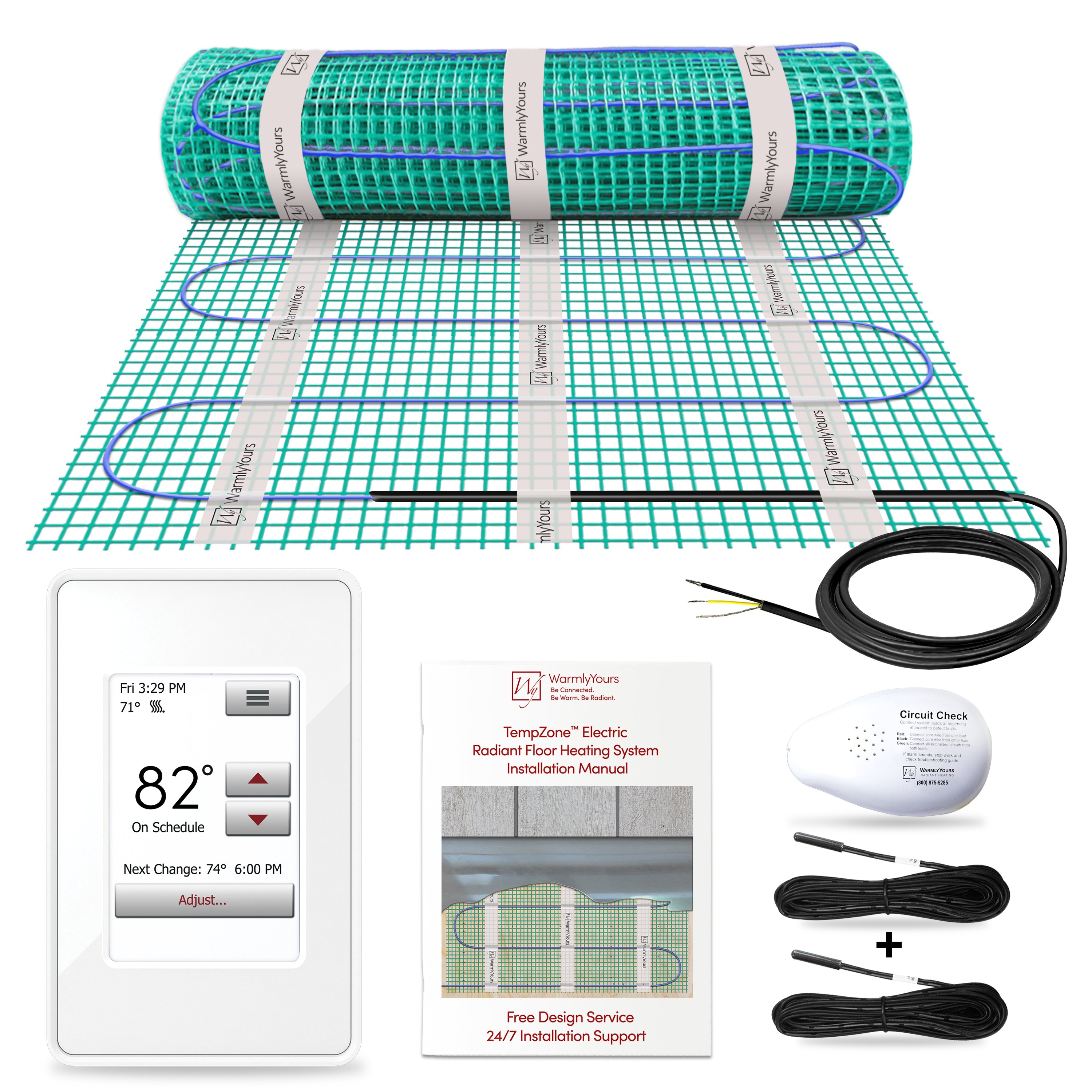 TempZone Flex Roll Kit 1.5 x 56 ft (84 sq.ft.) with nSpire Touch Programmable Thermostat (White), 120V, 10.53A