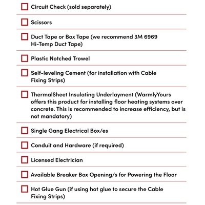 TempZone Cable Materials And Tools Checklist (English)
