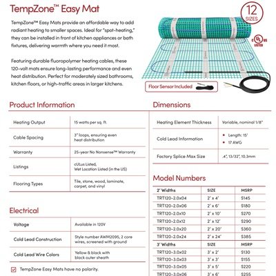 TempZone Easy Mat Sell Sheet USA (English)