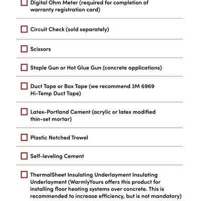 TempZone Flex Rolls Materials And Tools Checklist (English)