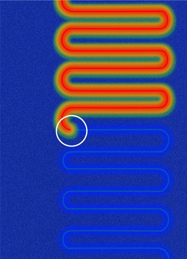 Thermal imaging camera display showing the precise location of a short in the heating wire, highlighted by a heat signature.