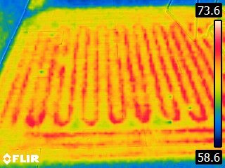 Thermal image of radiant floor heating