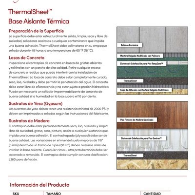 ThermalSheet Insulating Underlayment Installation Instructions (Spanish)