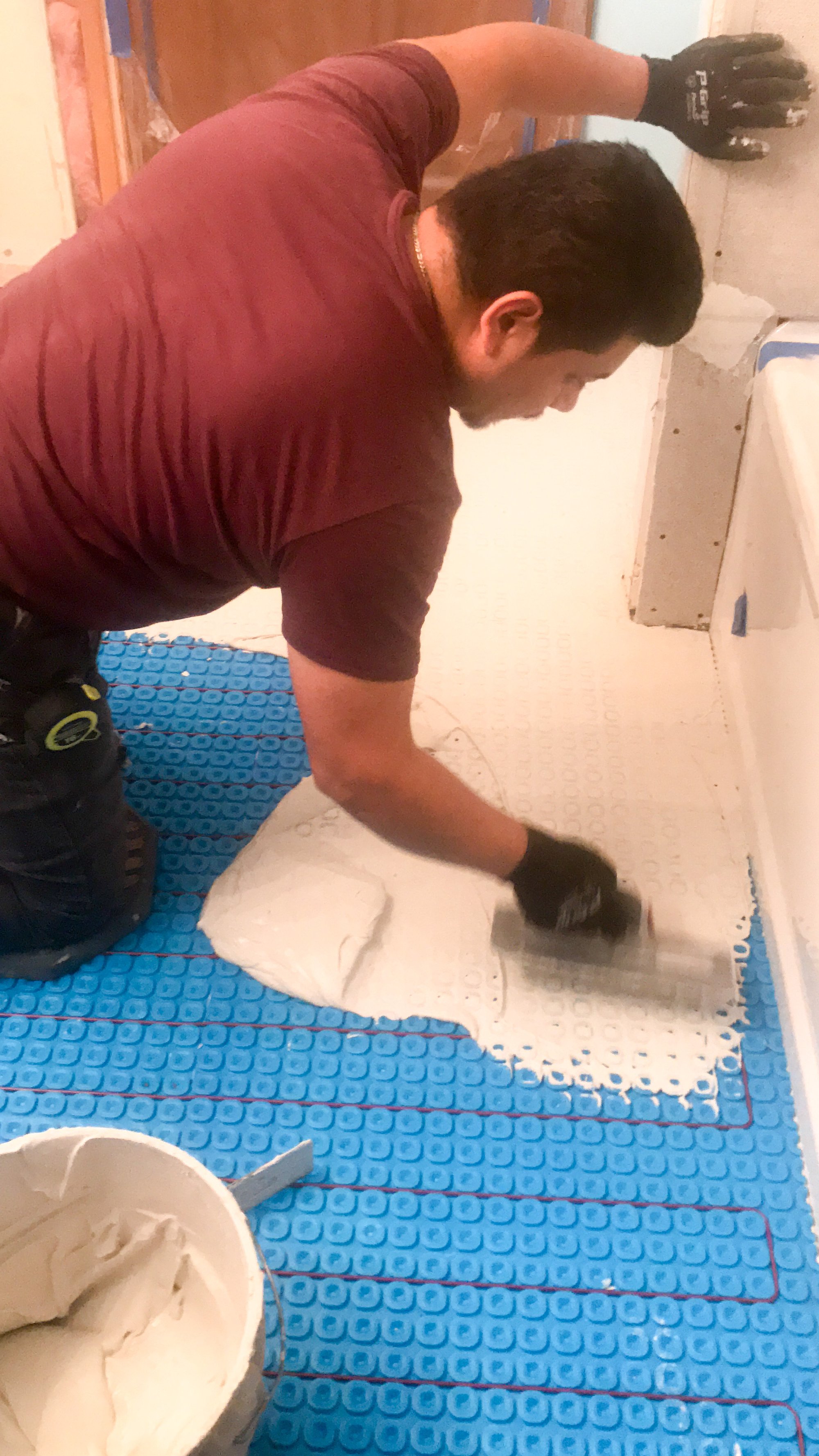 Thinset applied over the Prodeso Membrane (3)