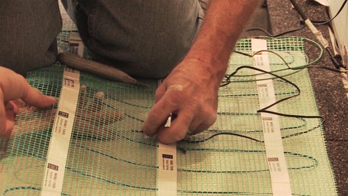 Threading sensor wire for Floor Heating Mat Installation