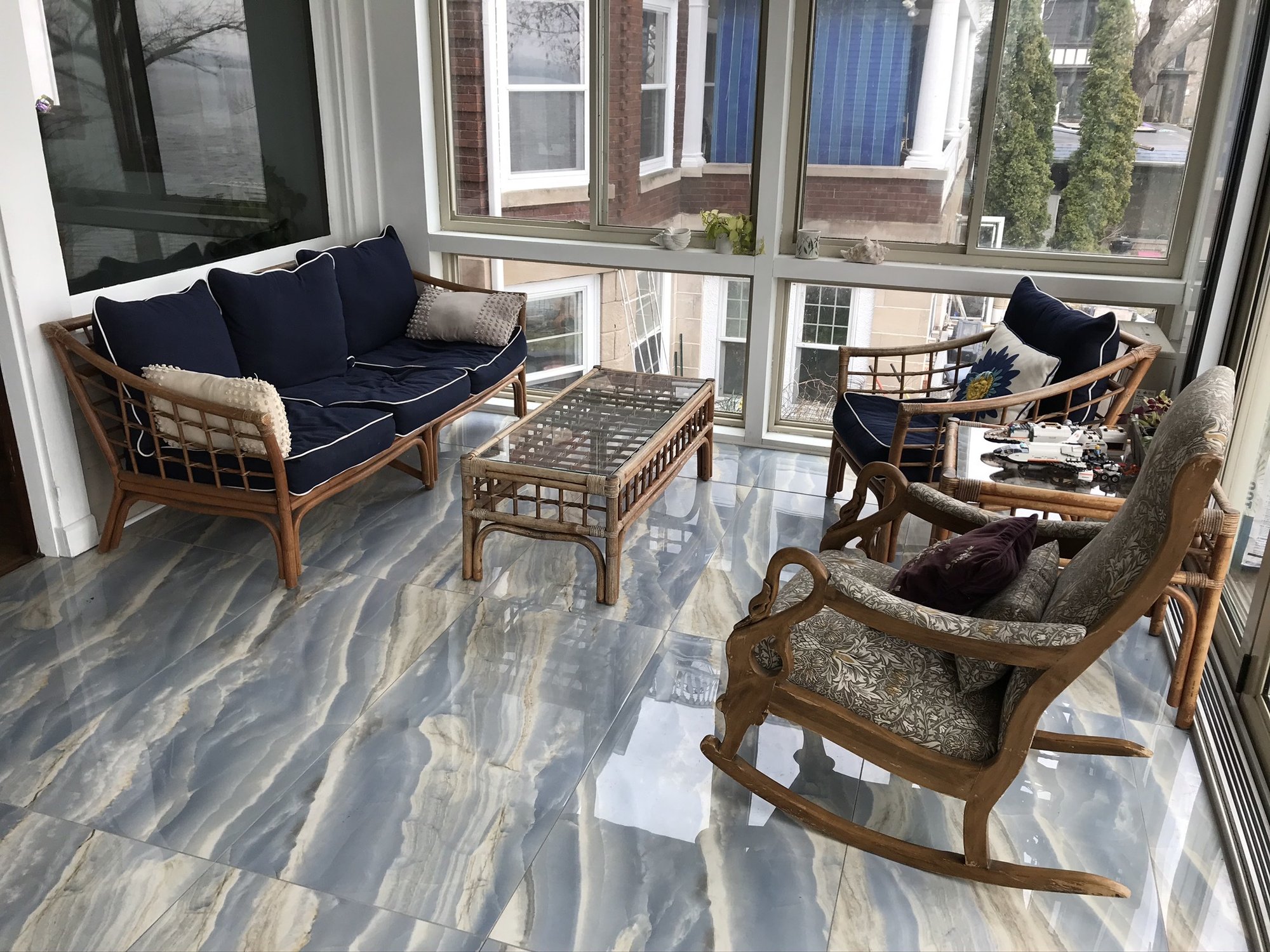 Three season porch sunroom with heated tile floors done MADISON, WI