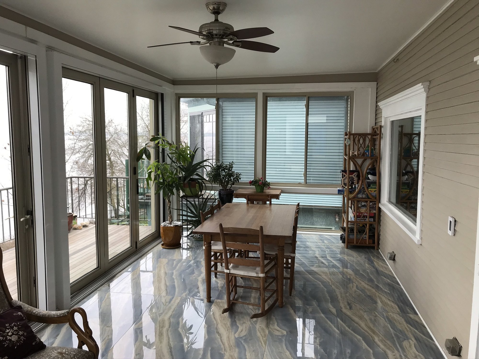 Three season porch sunroom with heated tile floors completed MADISON, WI