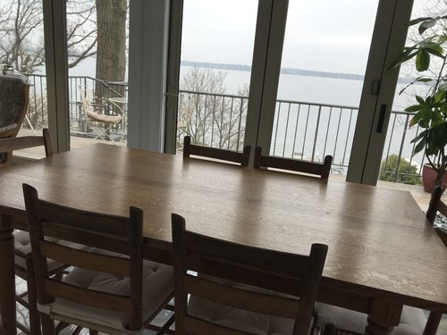 Three season porch sunroom with heated tile floors after install MADISON, WI