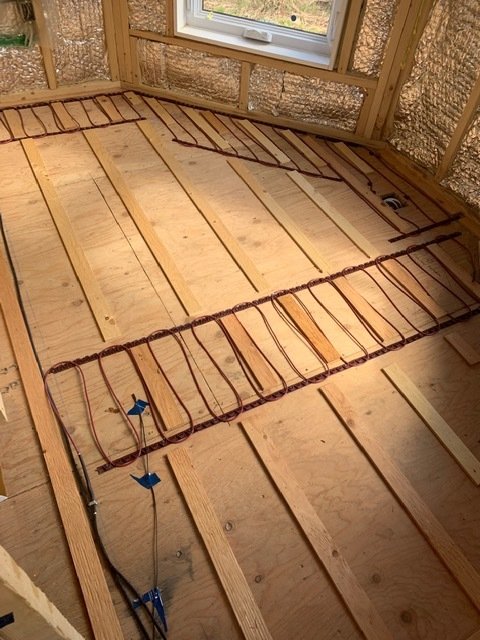 Tiny Home Landing Pad Cello Studio with Floor Heating cable layout