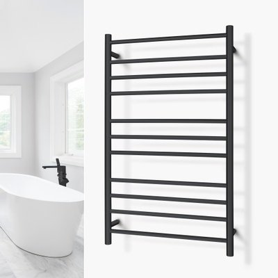 Malta Black Towel Warmer Landing Page Image on Wall Square