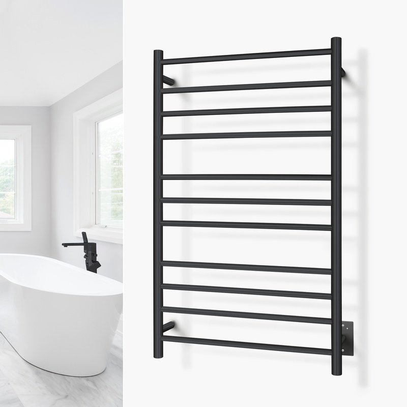 Malta Black Towel Warmer Landing Page Image on Wall Square