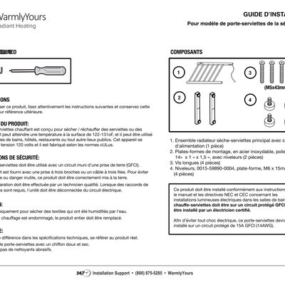 Towel Warmer Plug-In Series TWS5 Ibiza Installation Manual (French)