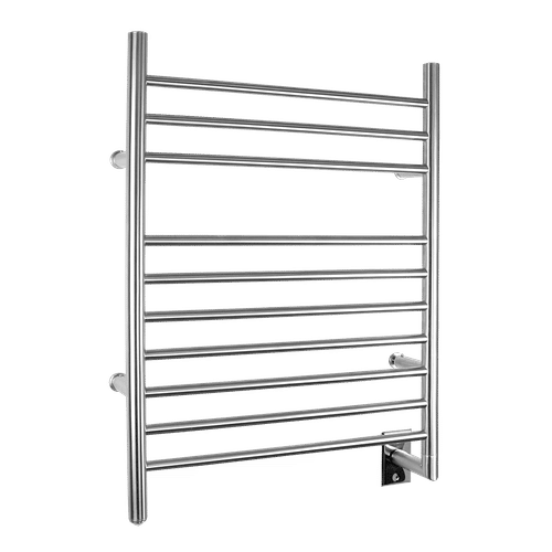 Hardwired brushed stainless steel towel warmer - wall mounted