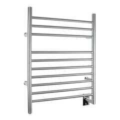 Hardwired brushed stainless steel towel warmer - wall mounted