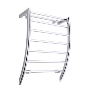 Portofino wall-mounted towel warmer with polished chrome finish and eight horizontal bars against a white background.