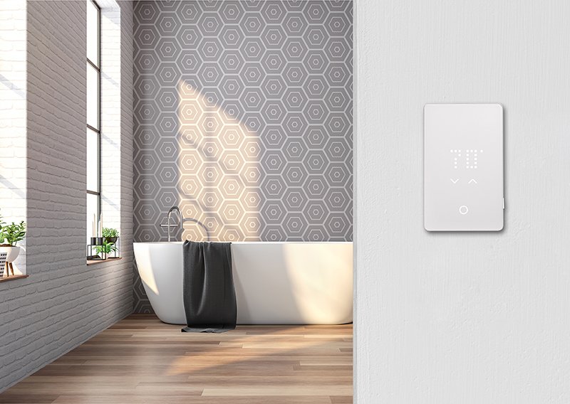 Thermostat for radiant heating installed on a wall