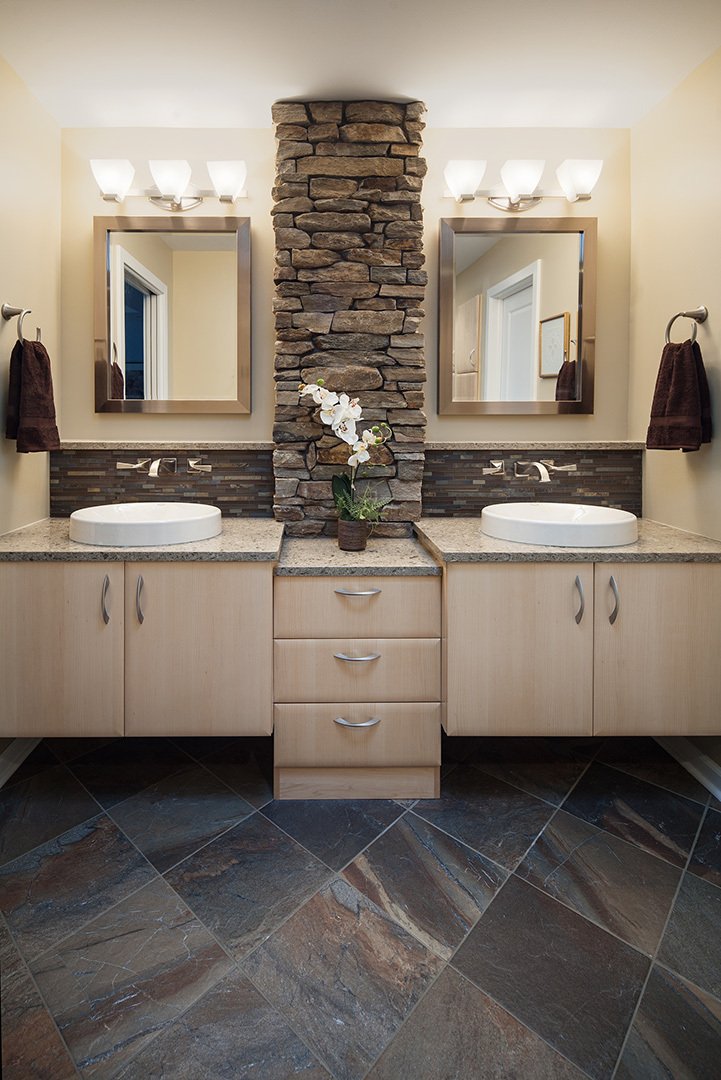 vanity with stone Floor heating by dreammaker of ann arbor