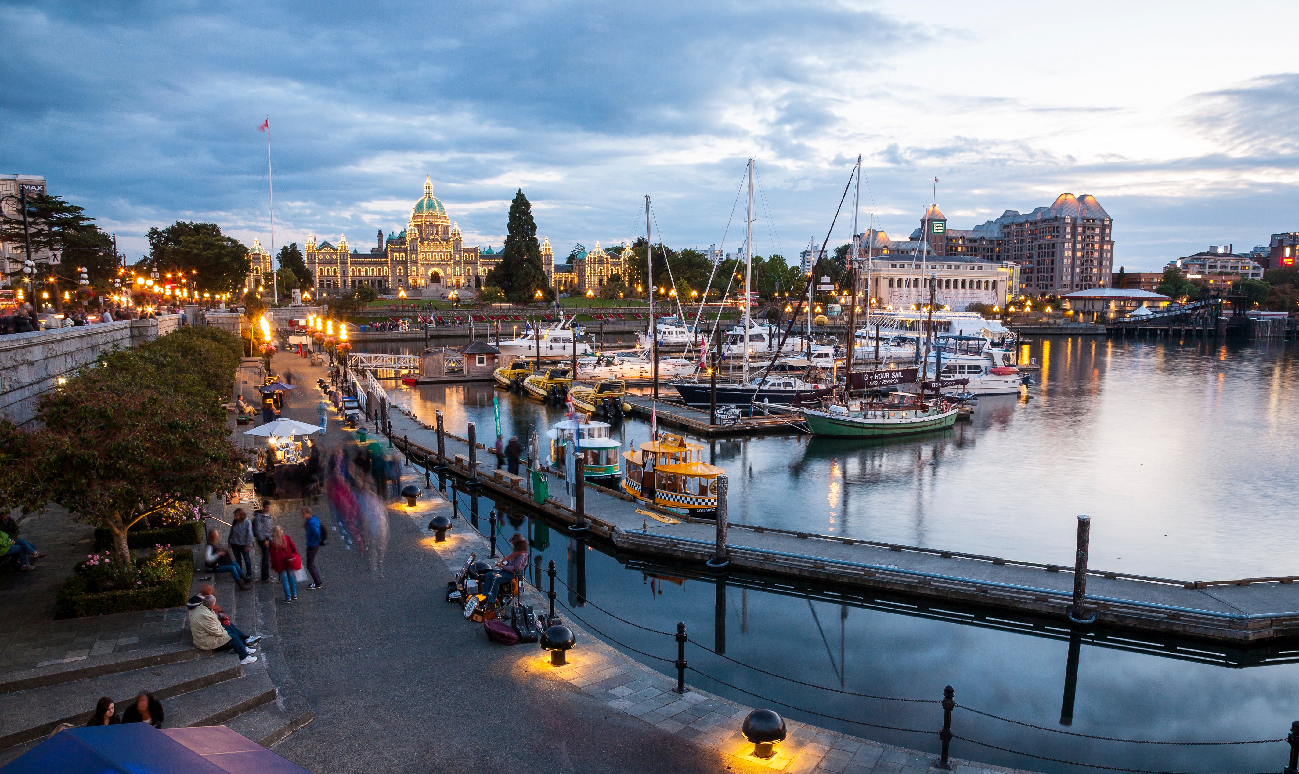 Victoria BC Inner Harbor Skyline at Dusk