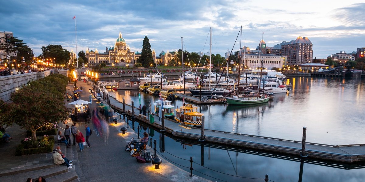 Victoria BC Inner Harbor Skyline at Dusk