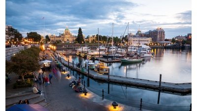Victoria BC Inner Harbor Skyline at Dusk