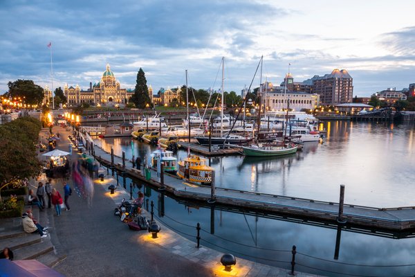 Victoria BC Inner Harbor Skyline at Dusk