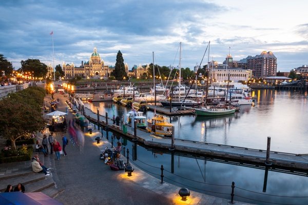 Victoria BC Inner Harbor Skyline at Dusk