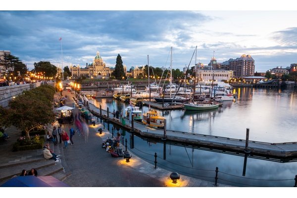 Victoria BC Inner Harbor Skyline at Dusk