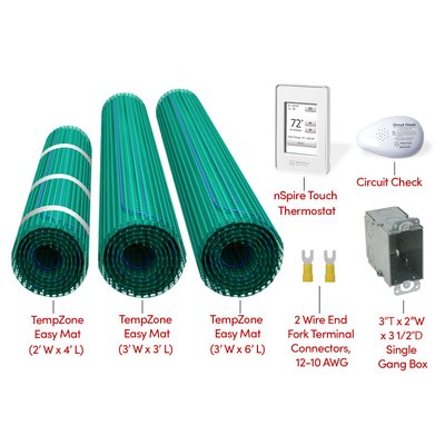 WarmlyYours Electric Floor Heating Kit for a Bathroom with a Double Vanity, Tub, and Separate Shower Area