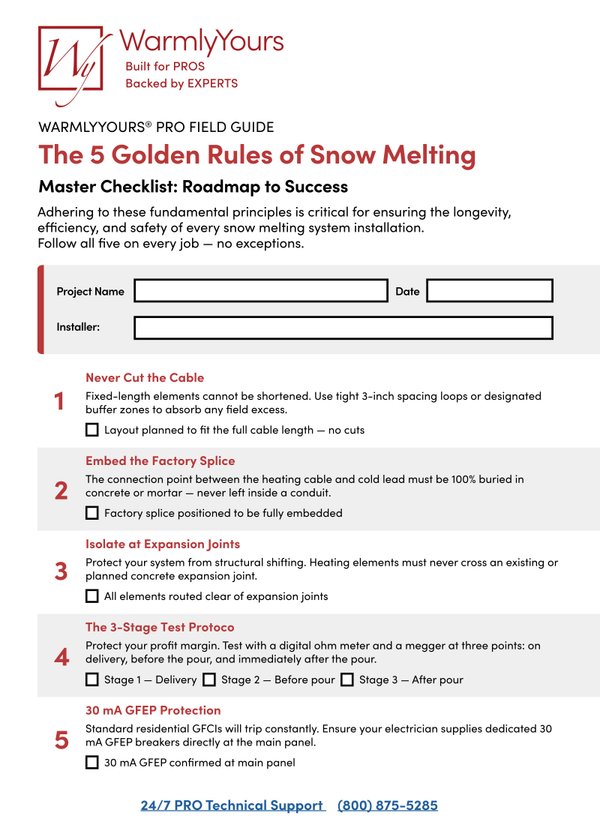Cover for WarmlyYours PRO-Resource The 5 Golden Rules of Snow Melting (English)