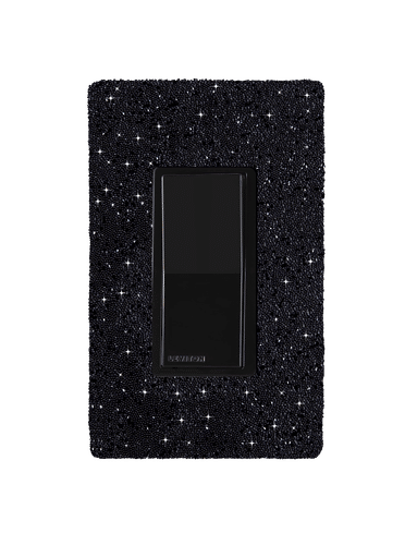 Hardwired Wifi Switch with Midnight Austrian Crystals on Black