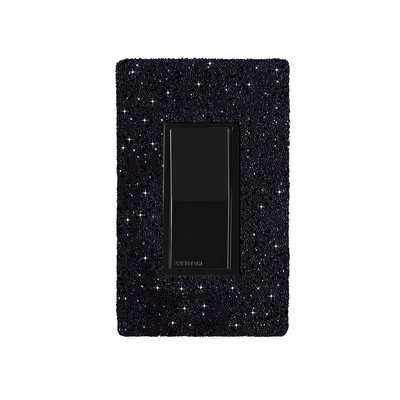 Hardwired WiFi Switch with Austrian Crystals and Black Faceplate - Midnight on Black Wallplate