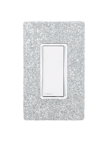 Hardwired Wifi Switch with Platinum Austrian Crystals on White