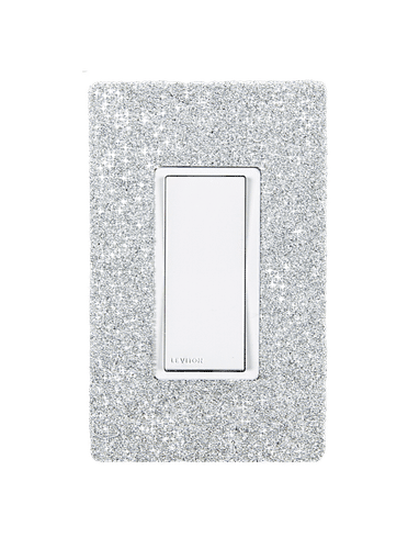Hardwired Wifi Switch with Platinum Austrian Crystals on White