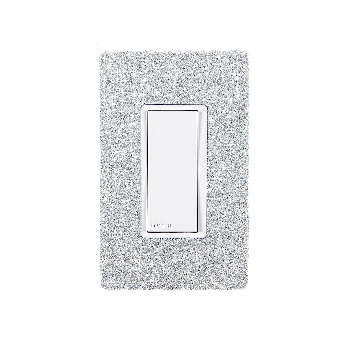 Hardwired Wifi Switch with Platinum Austrian Crystals on White