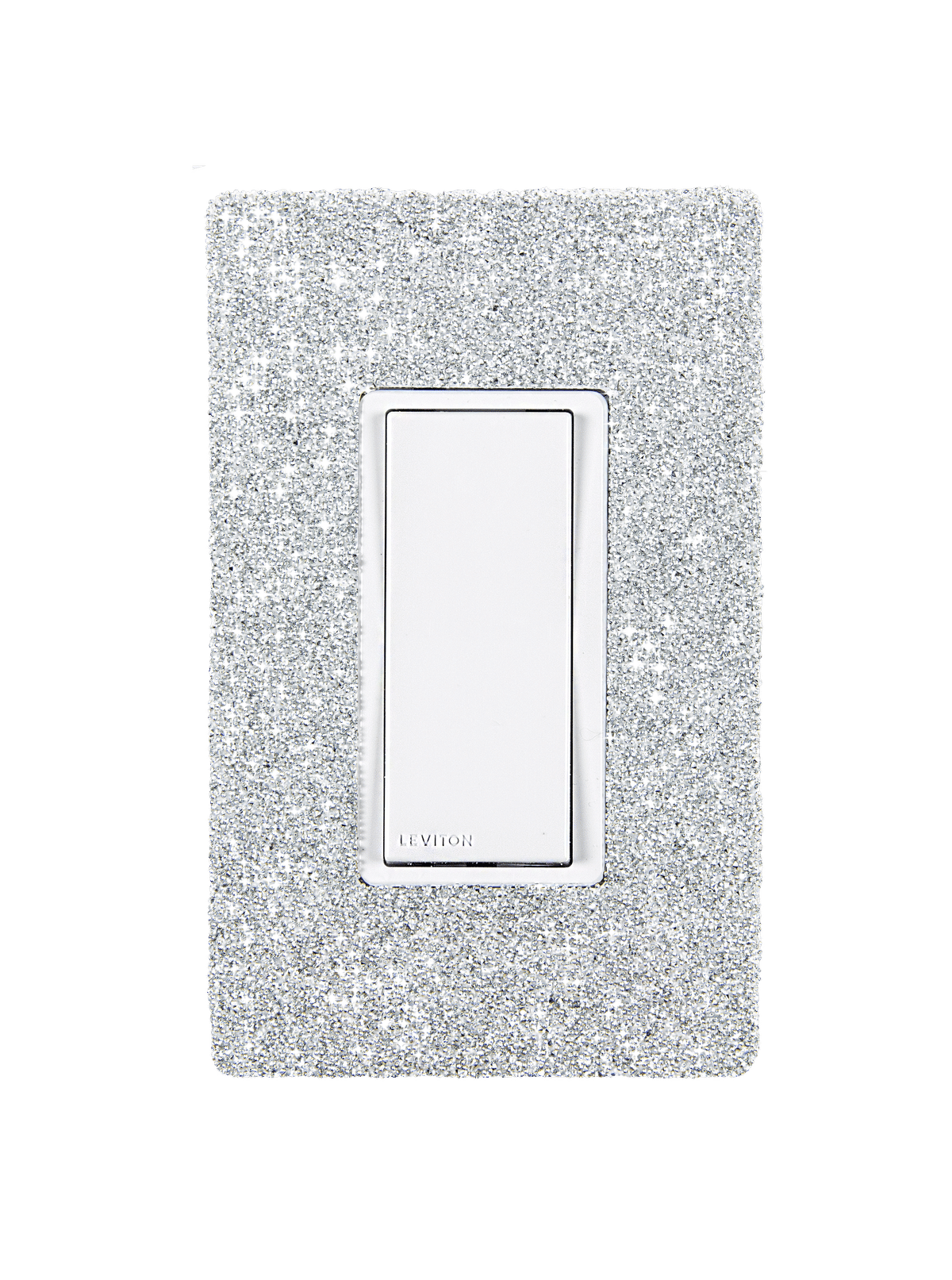 Hardwired Wifi Switch with Platinum Austrian Crystals on White