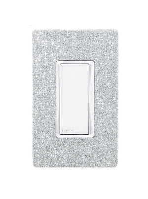 Hardwired Wifi Switch with Platinum Austrian Crystals on White